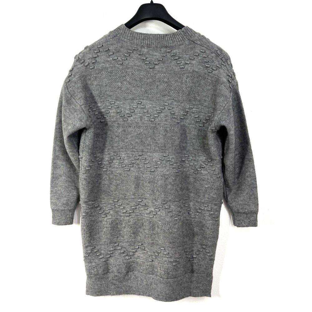 Sweater Cardigan Mixed Pattern Knit Womens Medium Gray Boho Lagen‎ Pouch Pockets - Picture 2 of 12